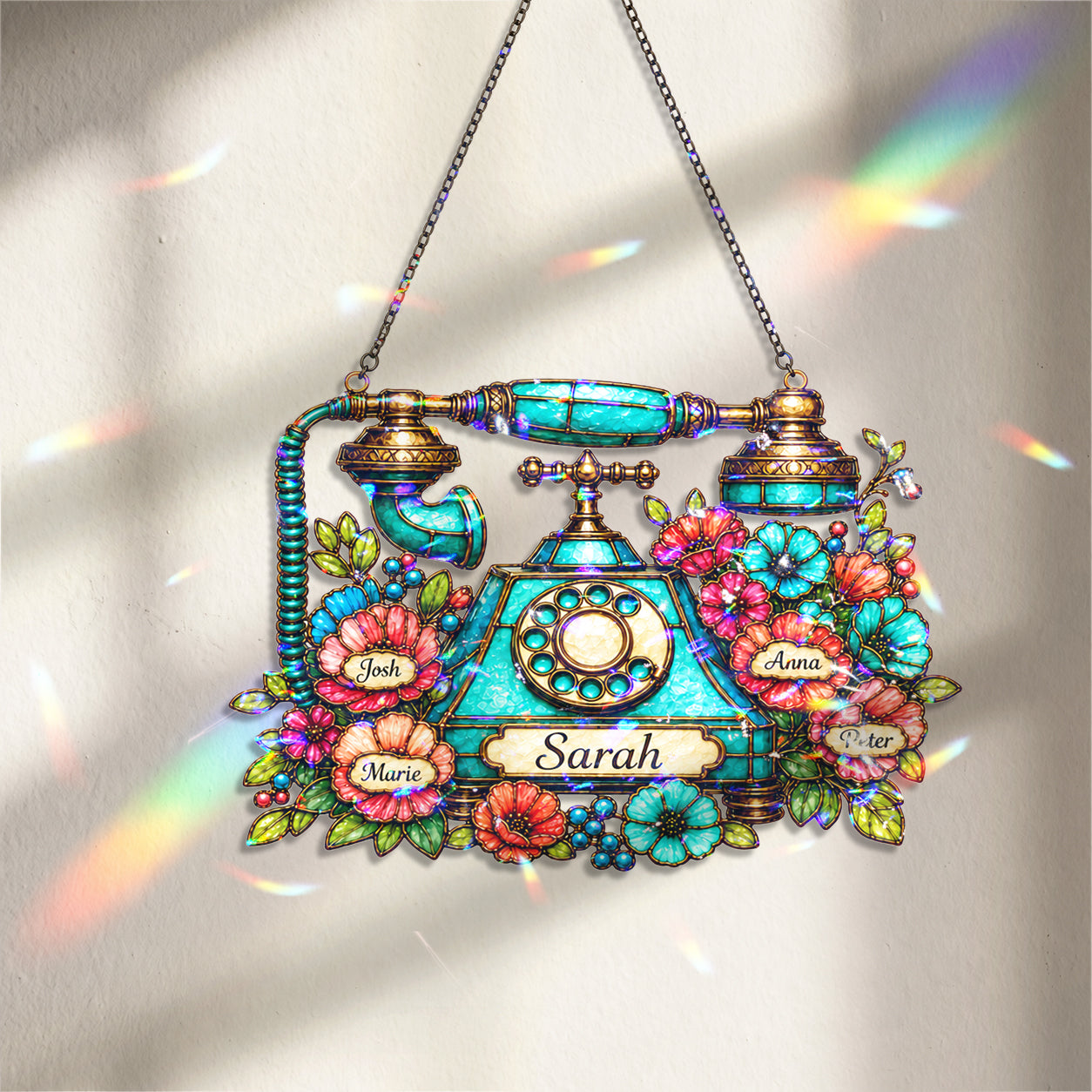 Personalized Vintage Telephone Holographic Acrylic Suncatcher