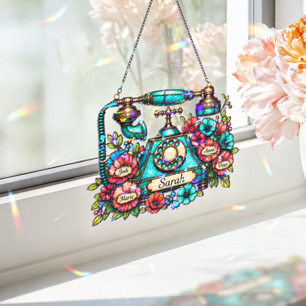Personalized Vintage Telephone Holographic Acrylic Suncatcher