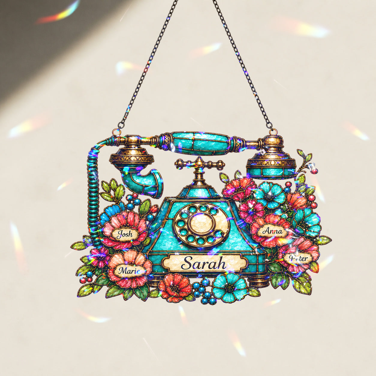 Personalized Vintage Telephone Holographic Acrylic Suncatcher