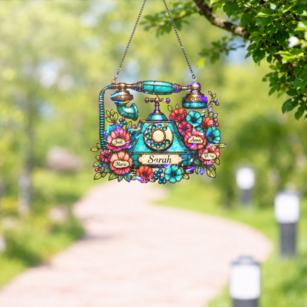 Personalized Vintage Telephone Holographic Acrylic Suncatcher