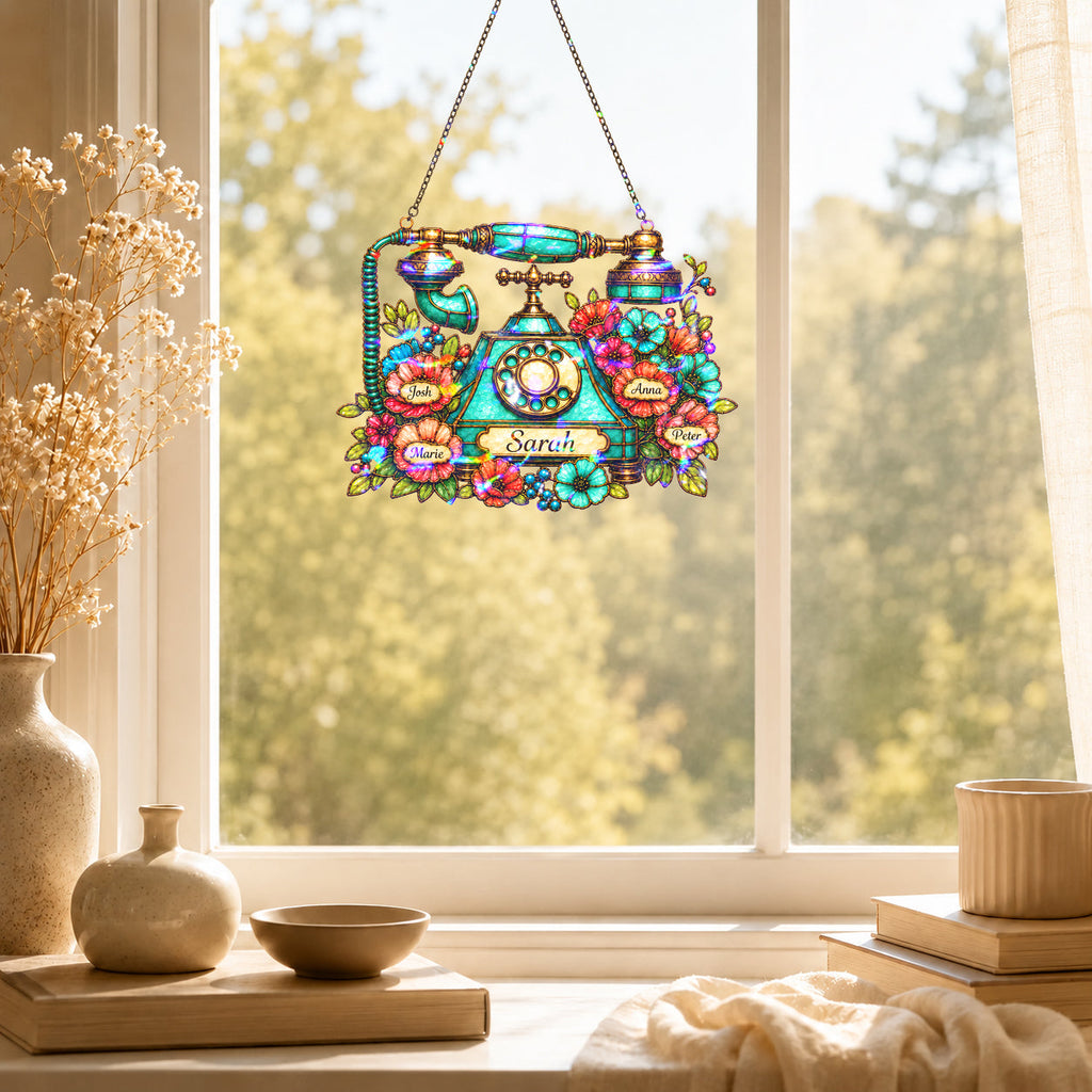 Personalized Vintage Telephone Holographic Acrylic Suncatcher