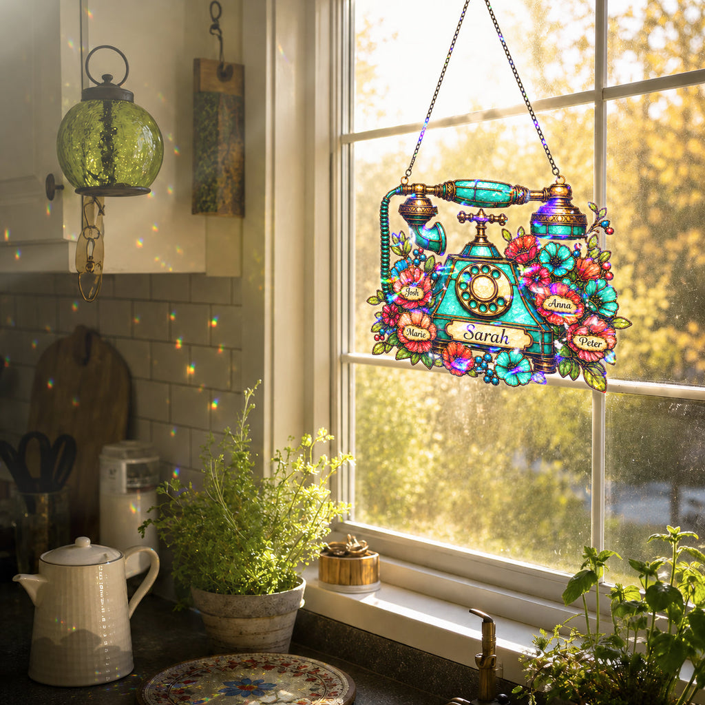 Personalized Vintage Telephone Holographic Acrylic Suncatcher