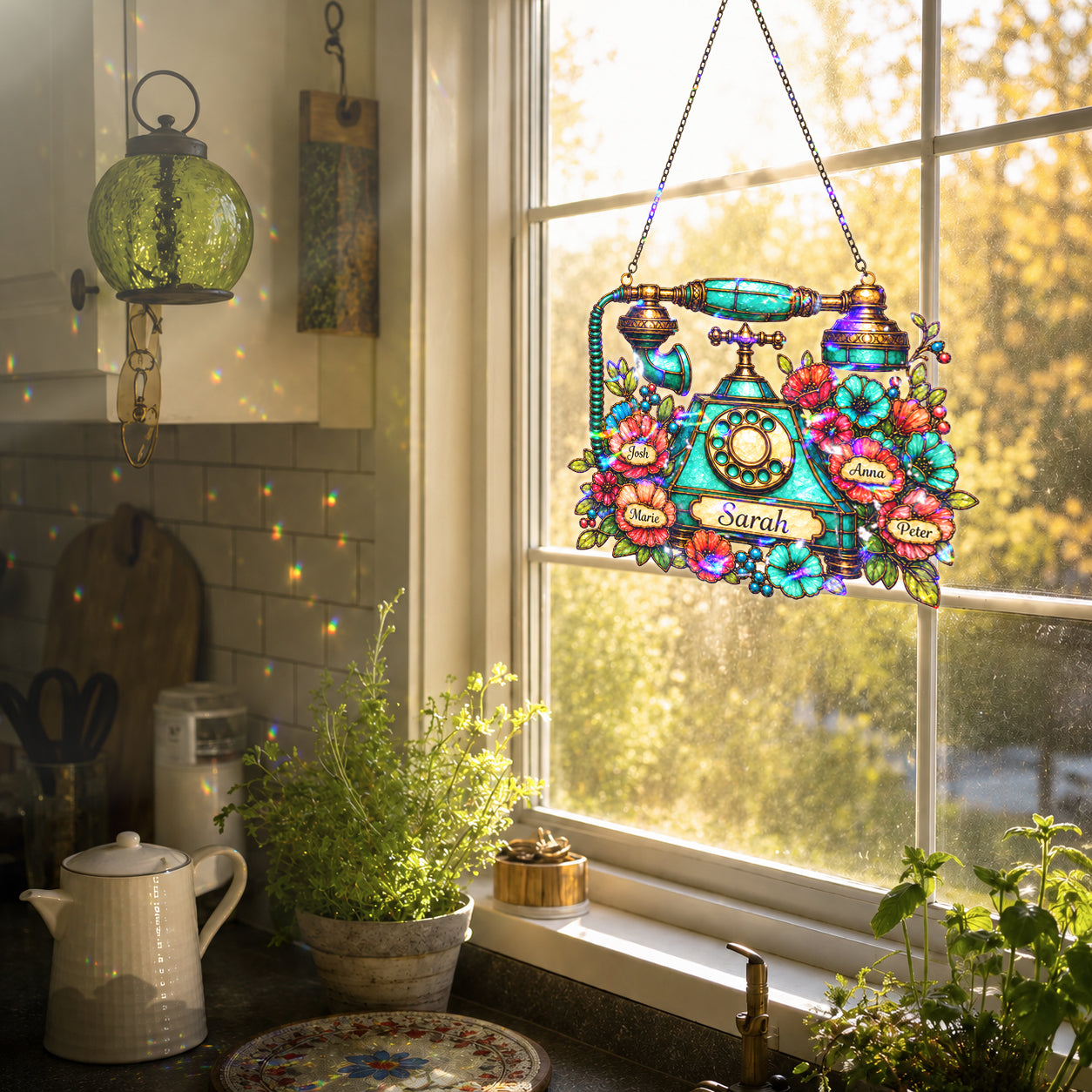 Personalized Vintage Telephone Holographic Acrylic Suncatcher