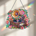 Personalized Vintage Gramophone Holographic Acrylic Suncatcher