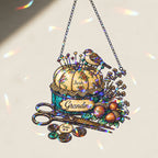 Personalized Grandma Pincushion & Sparrow Holographic Acrylic Suncatcher