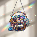 Personalized Grandma Yarn Basket Holographic Acrylic Suncatcher