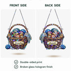 Personalized Grandma Yarn Basket Holographic Acrylic Suncatcher