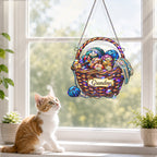 Personalized Grandma Yarn Basket Holographic Acrylic Suncatcher
