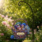 Personalized Grandma Yarn Basket Holographic Acrylic Suncatcher