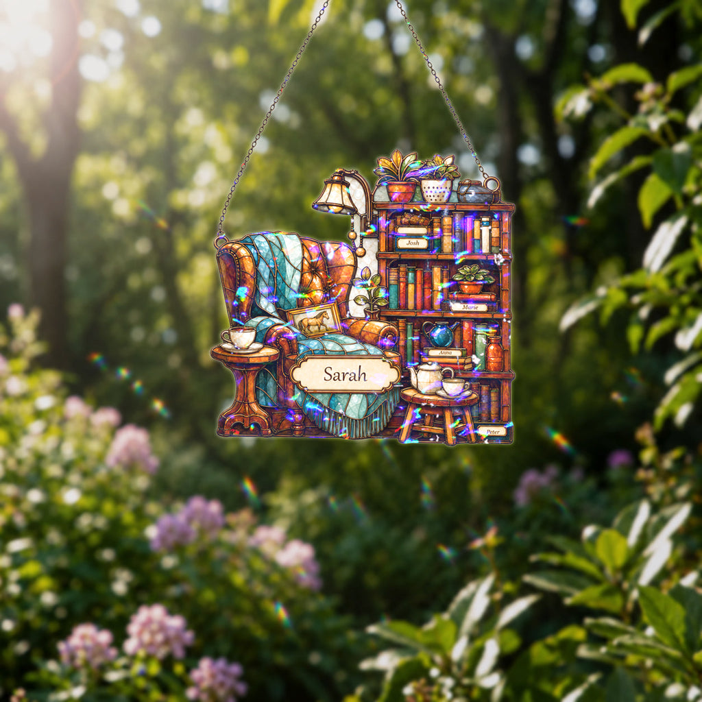 Personalized Reading Nook Holographic Acrylic Suncatcher
