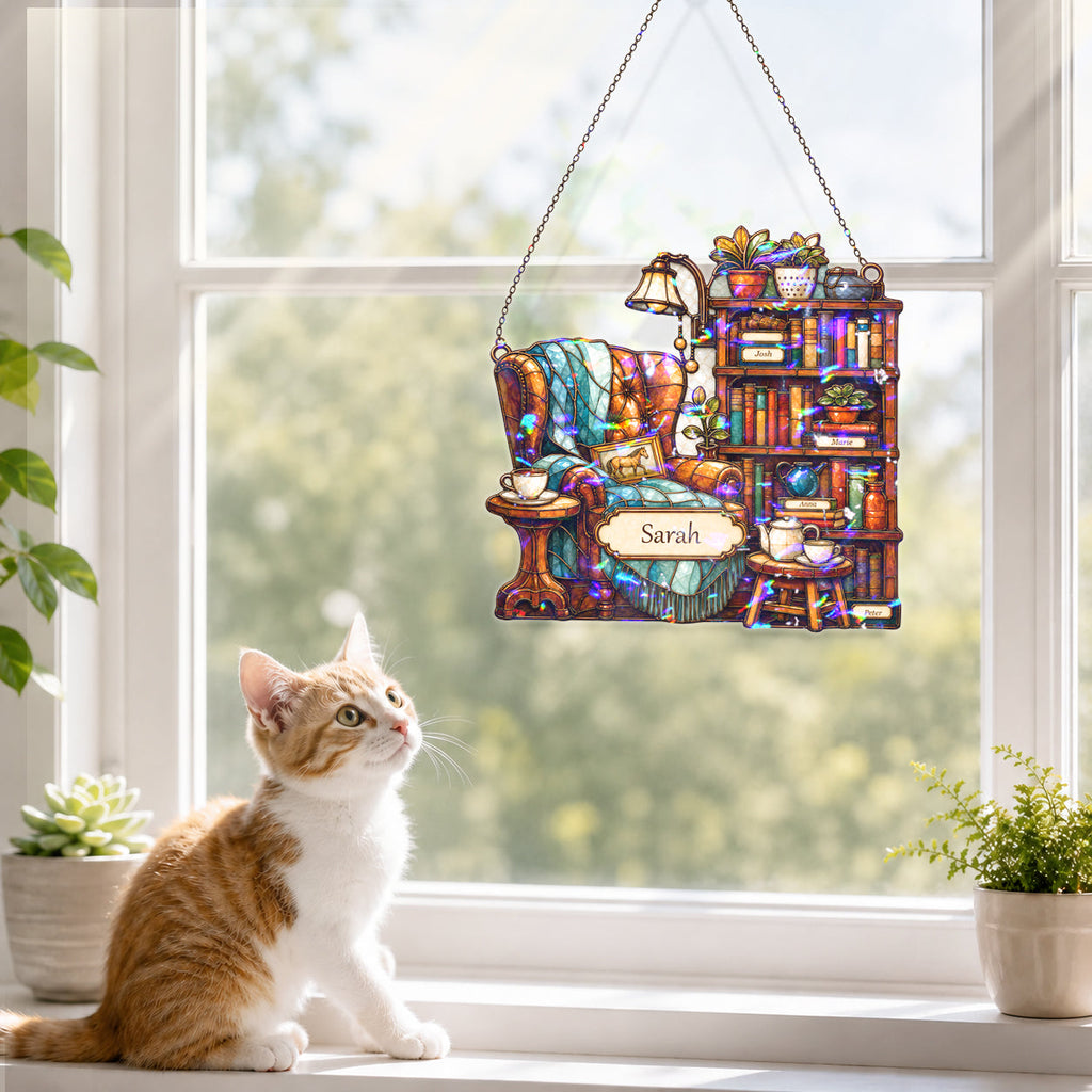 Personalized Reading Nook Holographic Acrylic Suncatcher