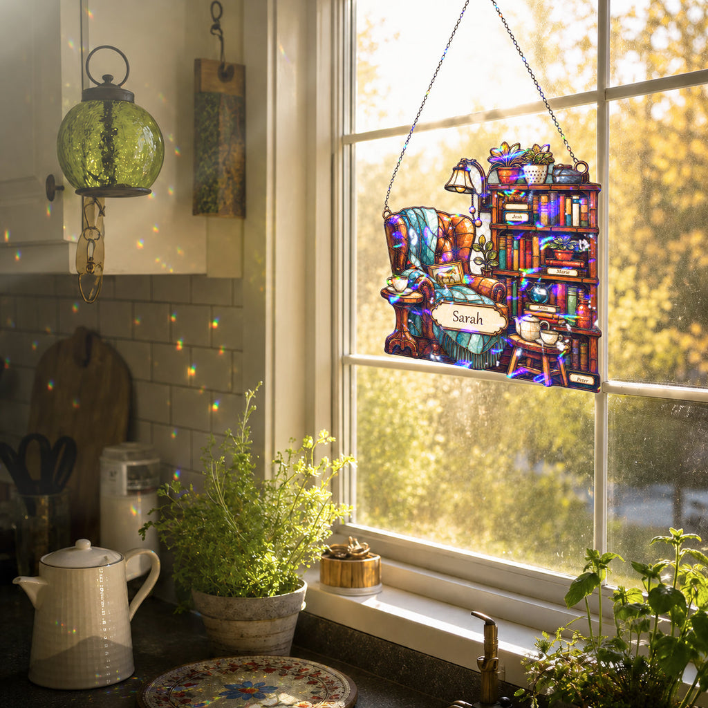 Personalized Reading Nook Holographic Acrylic Suncatcher