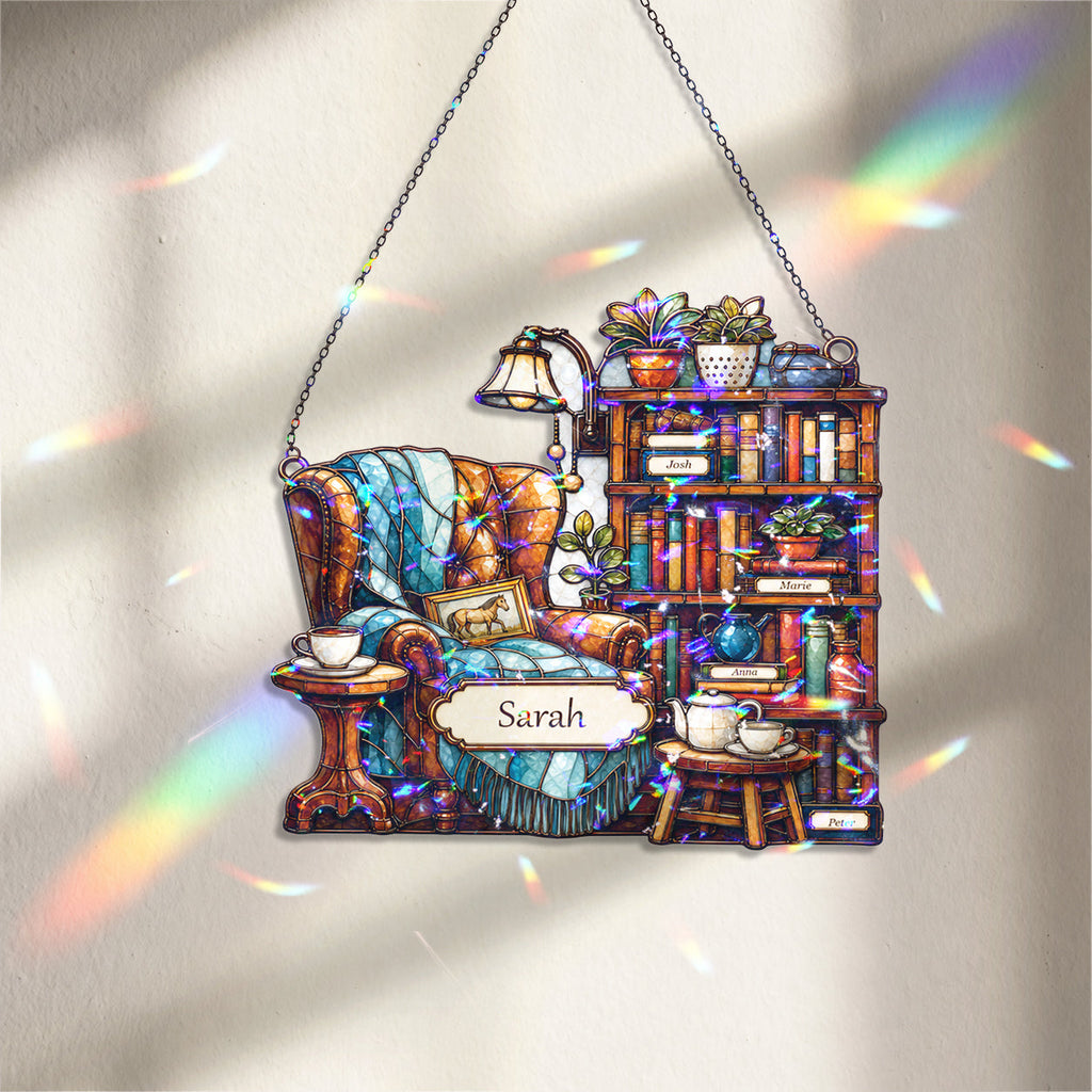 Personalized Reading Nook Holographic Acrylic Suncatcher