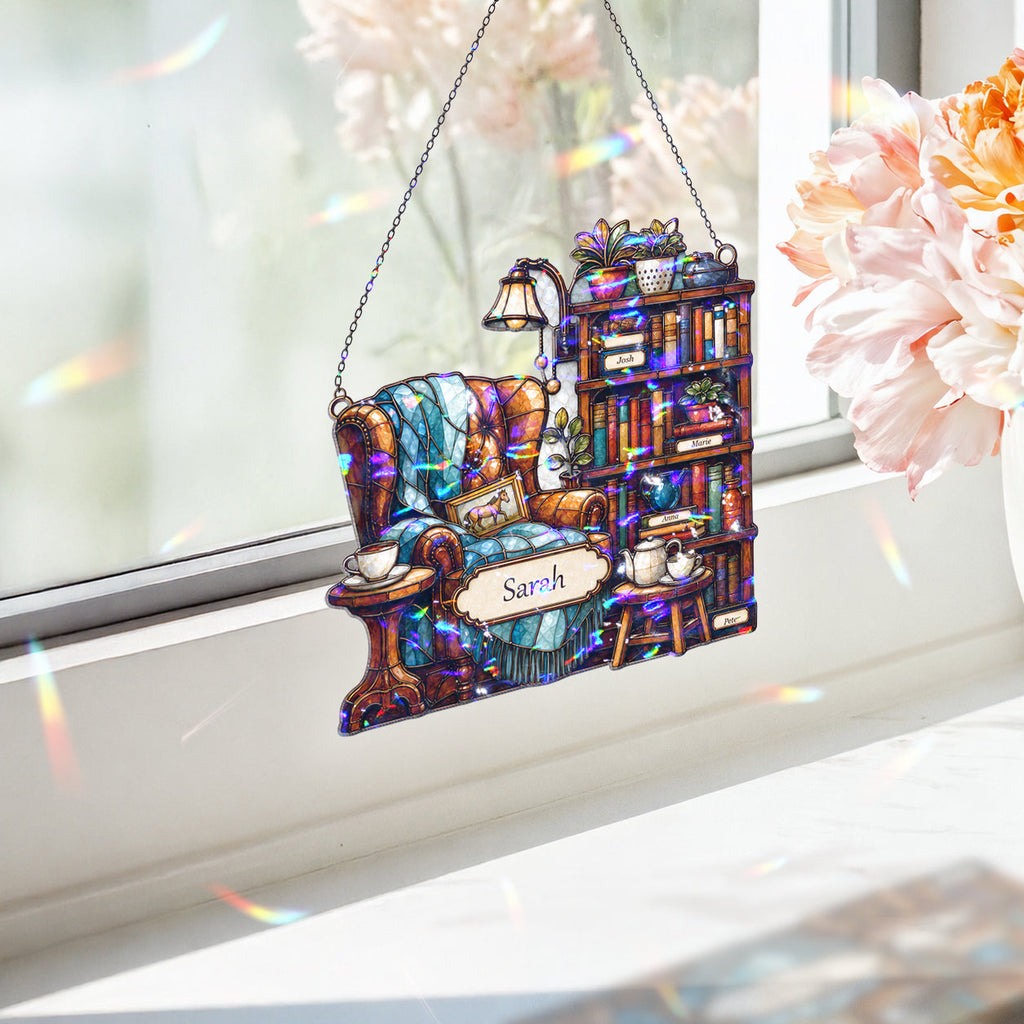 Personalized Reading Nook Holographic Acrylic Suncatcher
