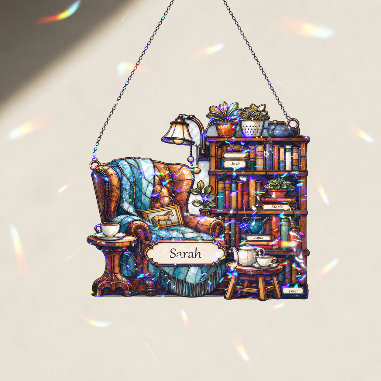 Personalized Reading Nook Holographic Acrylic Suncatcher