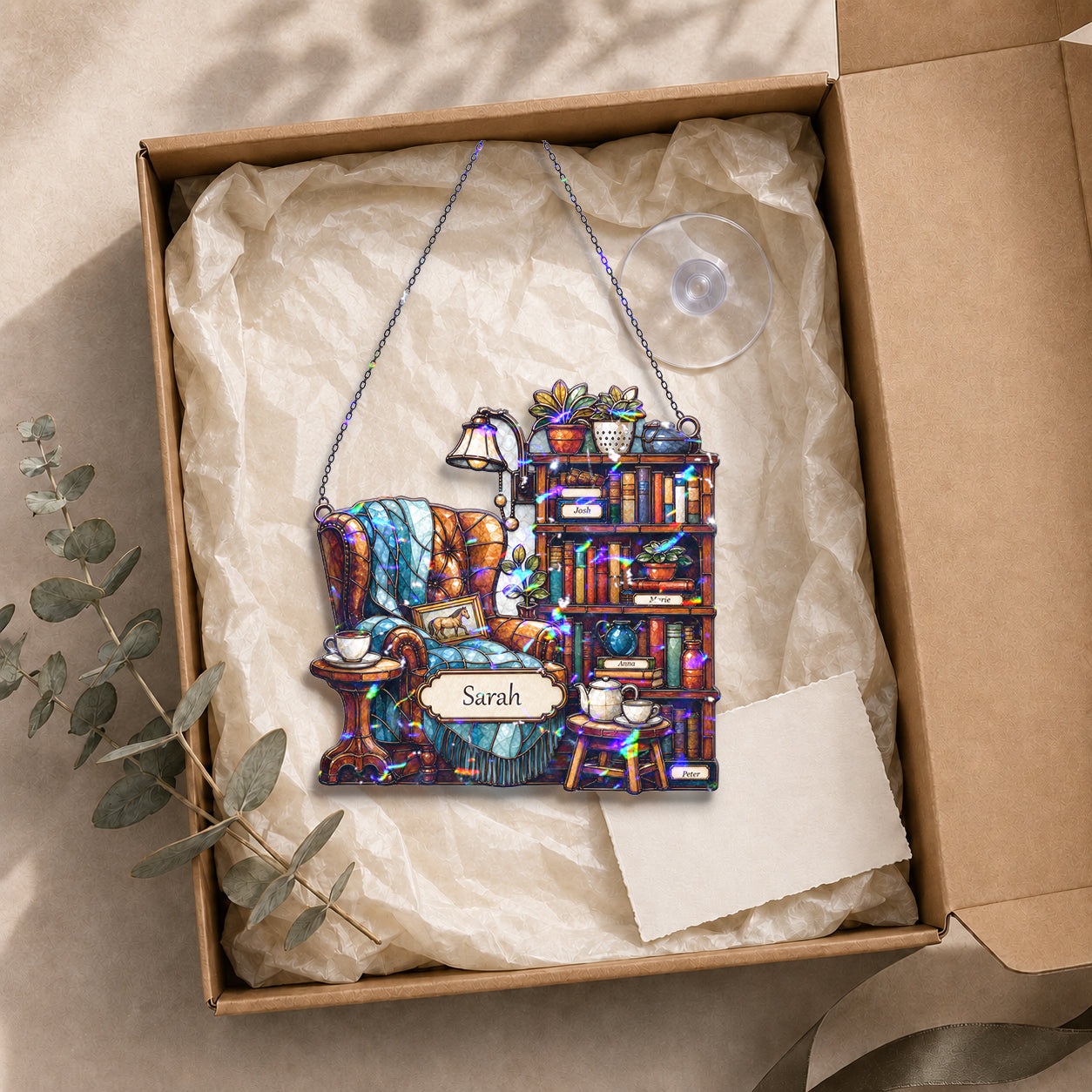 Personalized Reading Nook Holographic Acrylic Suncatcher