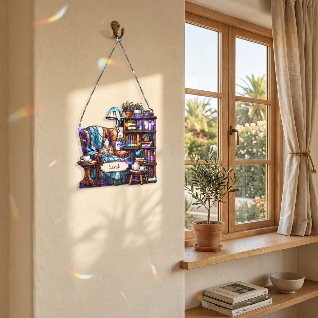 Personalized Reading Nook Holographic Acrylic Suncatcher