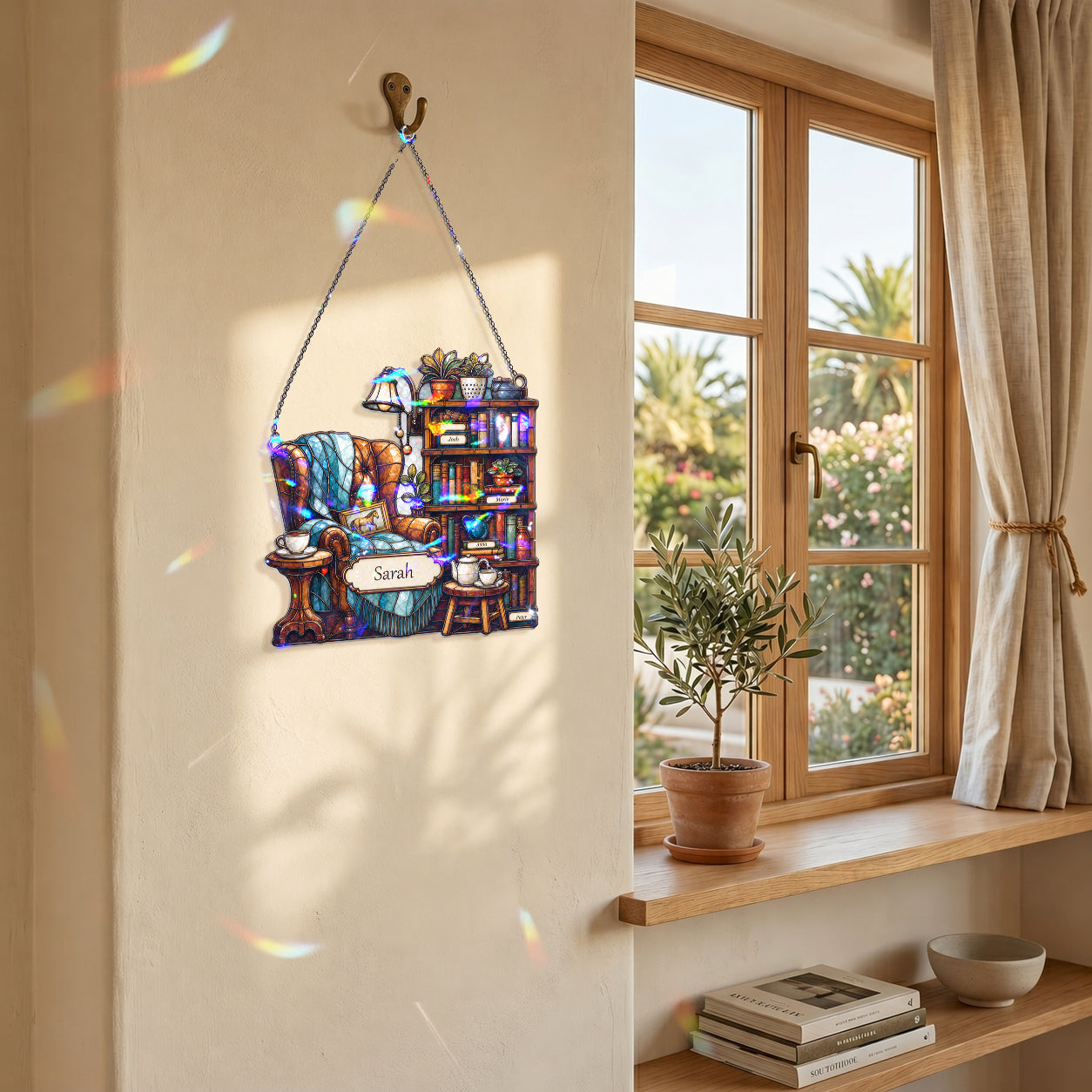 Personalized Reading Nook Holographic Acrylic Suncatcher