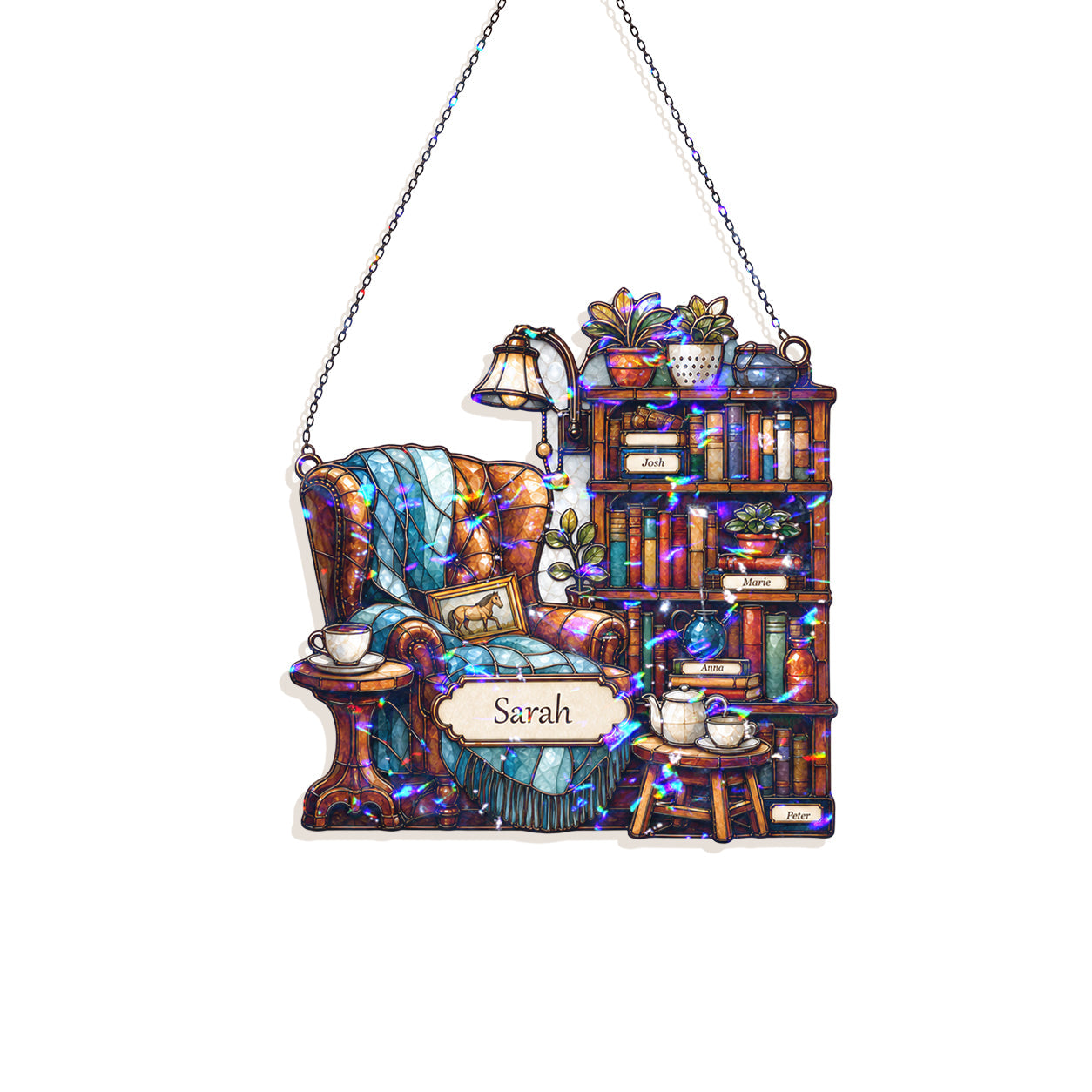 Personalized Reading Nook Holographic Acrylic Suncatcher