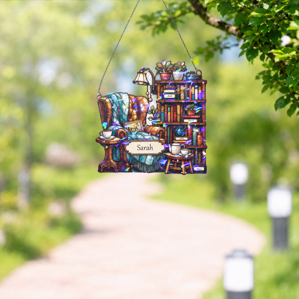 Personalized Reading Nook Holographic Acrylic Suncatcher