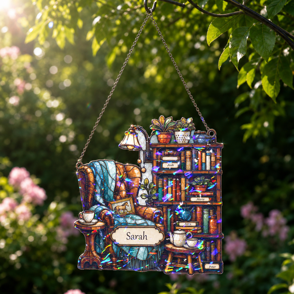 Personalized Reading Nook Holographic Acrylic Suncatcher