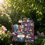 Personalized Reading Nook Holographic Acrylic Suncatcher