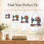 Personalized Vintage Sewing Machine & Sunflower Holographic Acrylic Suncatcher