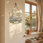 Personalized Floral Teapot Holographic Acrylic Suncatcher