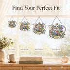 Personalized Floral Teapot Holographic Acrylic Suncatcher