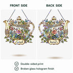 Personalized Floral Teapot Holographic Acrylic Suncatcher