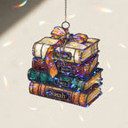 Personalized Book Stack Holographic Acrylic Suncatcher
