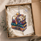 Personalized Book Stack Holographic Acrylic Suncatcher