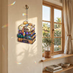 Personalized Book Stack Holographic Acrylic Suncatcher