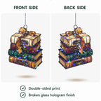 Personalized Book Stack Holographic Acrylic Suncatcher