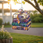 Personalized Book Stack Holographic Acrylic Suncatcher