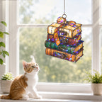 Personalized Book Stack Holographic Acrylic Suncatcher