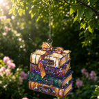 Personalized Book Stack Holographic Acrylic Suncatcher
