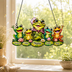 Personalized Nana Frog & Grandkids Holographic Acrylic Suncatcher