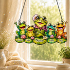 Personalized Nana Frog & Grandkids Holographic Acrylic Suncatcher