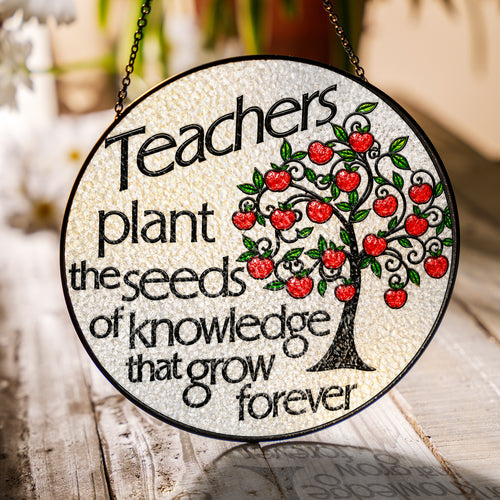 Teacher Appreciation Apple Tree Stained Glass Suncatcher