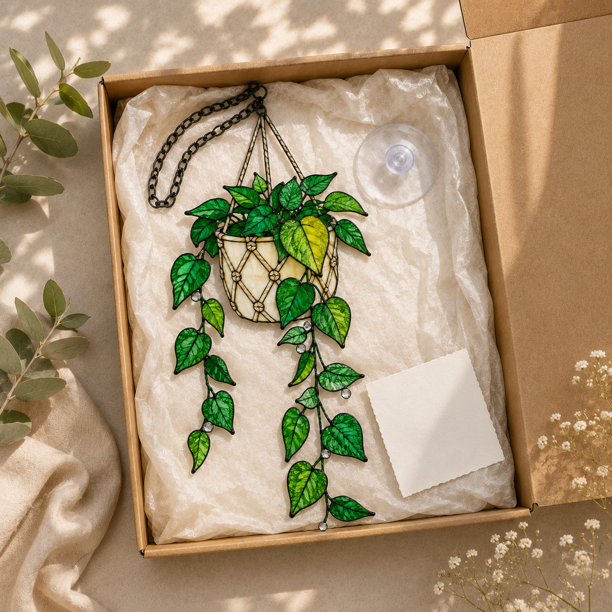 Hanging Pothos Plant Holographic Acrylic Suncatcher