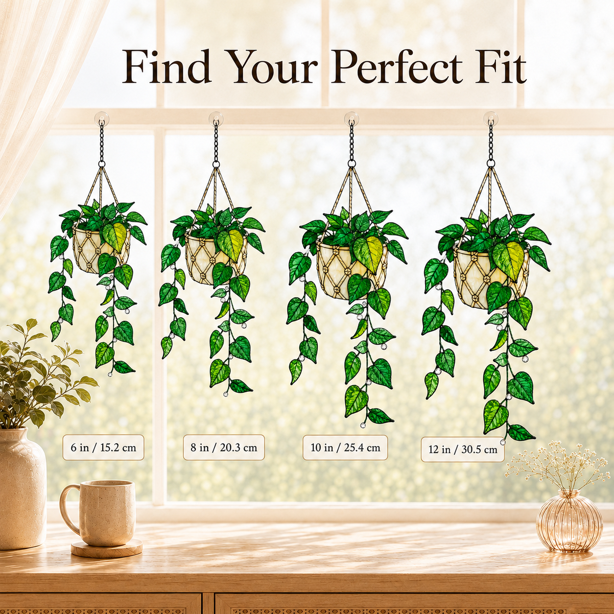 Hanging Pothos Plant Holographic Acrylic Suncatcher