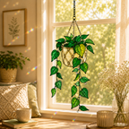 Hanging Pothos Plant Holographic Acrylic Suncatcher