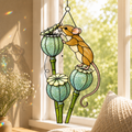 Harvest Mouse & Poppy Pods Holographic Acrylic Suncatcher