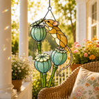 Harvest Mouse & Poppy Pods Holographic Acrylic Suncatcher