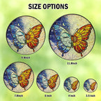 Butterfly Stained Glass Suncatcher with Sun and Moon Day Night Design