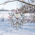Personalized Initials Heart Snowflake Holographic Acrylic Suncatcher