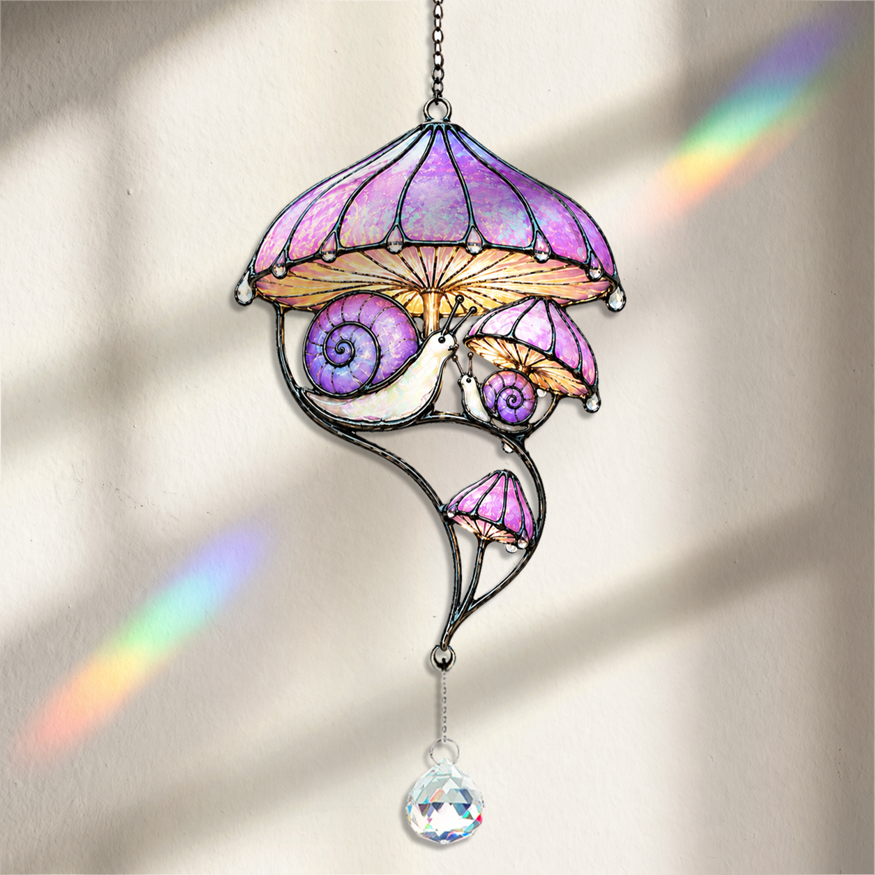 Snail & Mushroom Holographic Acrylic Suncatcher