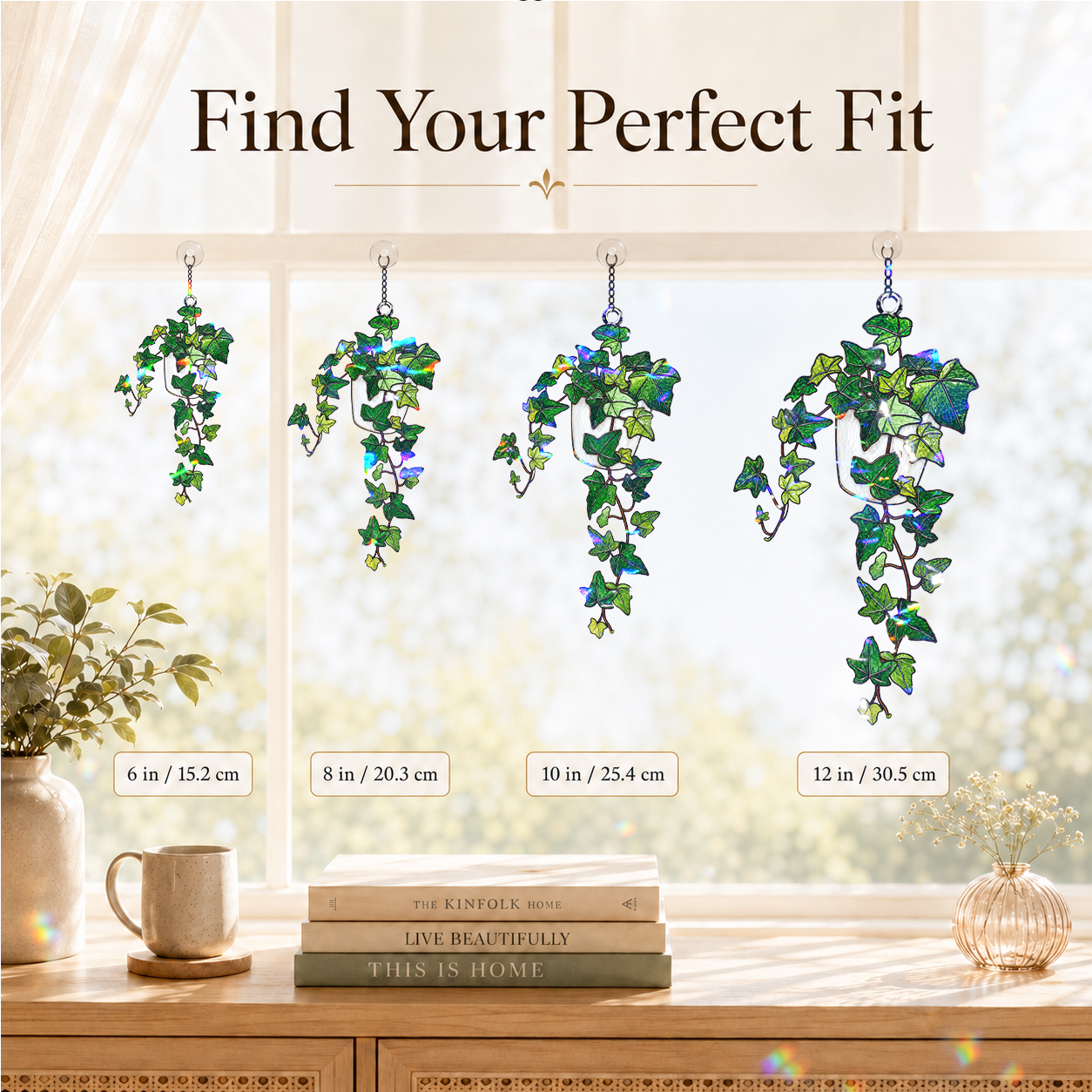 Trailing Ivy Plant in Pot Holographic Acrylic Suncatcher