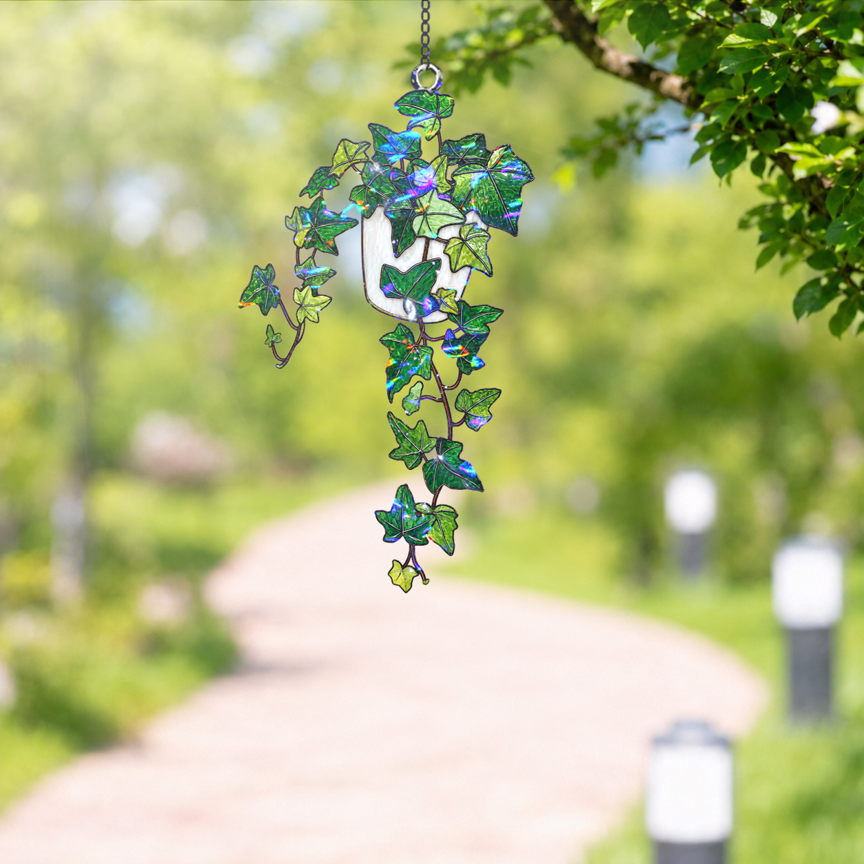 Trailing Ivy Plant in Pot Holographic Acrylic Suncatcher